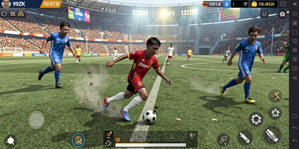 Tampilan gameplay seru dari game sepak bola 99ZK.