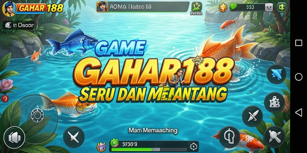 Tampilan gameplay seru di GAHAR188 saat memancing ikan besar.
