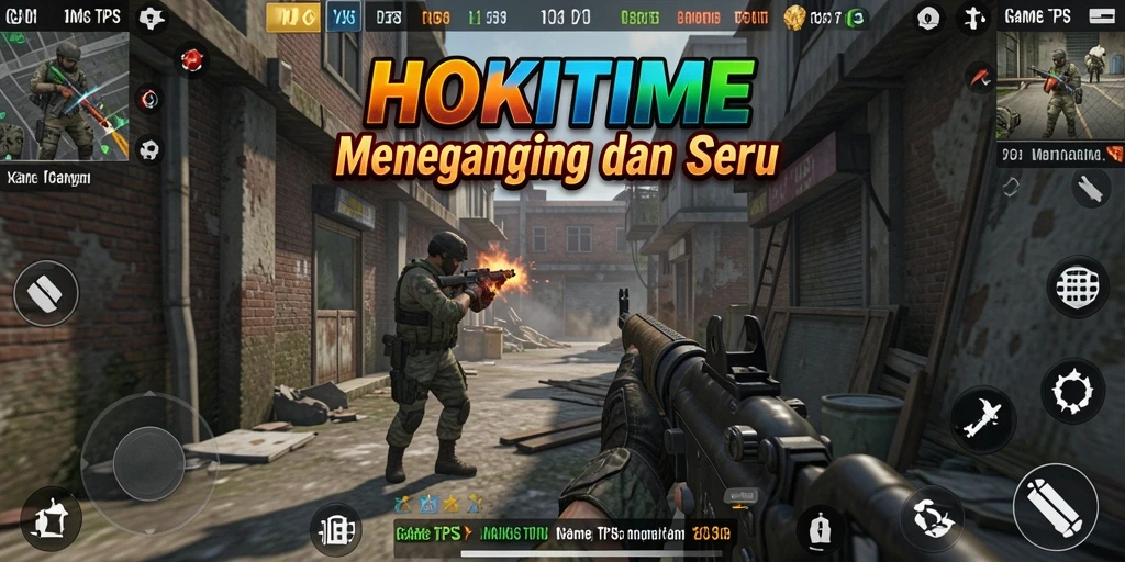 Tampilan gameplay HOKITIME dengan aksi tembak-menembak yang intens.