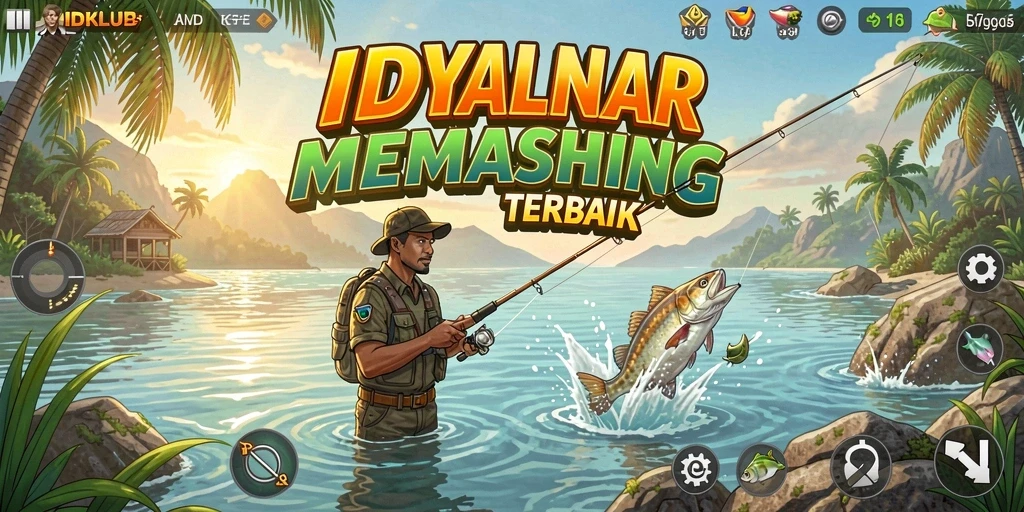 Screenshot gameplay IDKLUB menampilkan aksi memancing yang menarik.