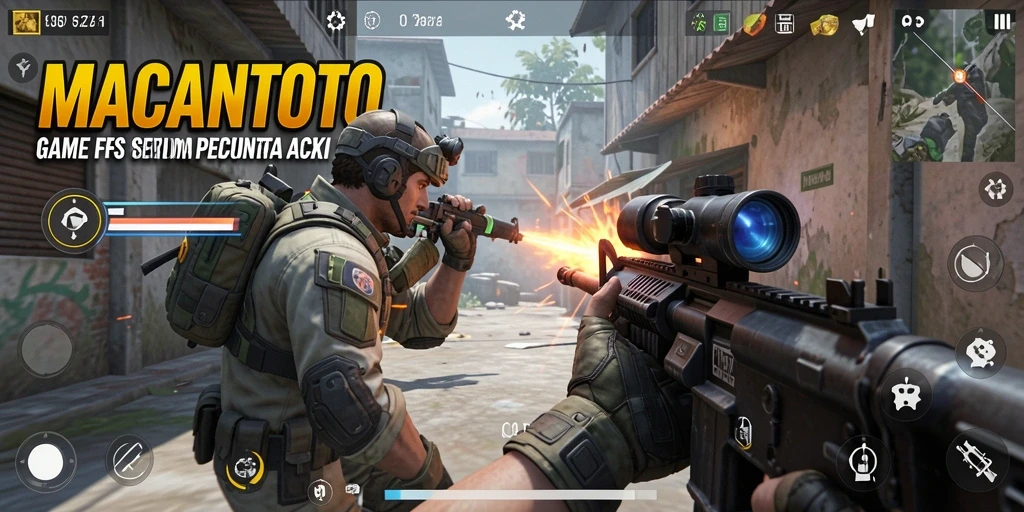Tampilan gameplay seru dalam MACANTOTO dengan aksi menembak yang intens.