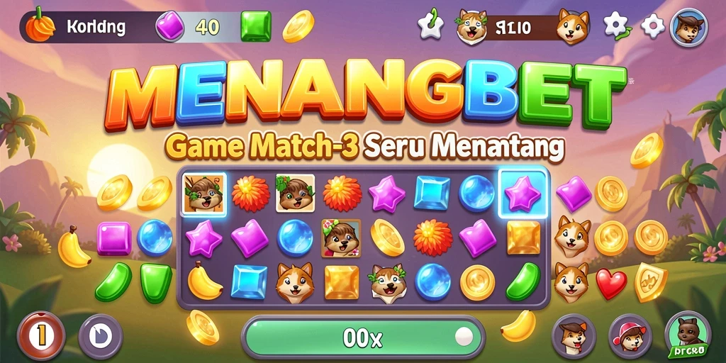 Screenshot gameplay MENANGBET yang menampilkan pencocokan warna yang menarik.