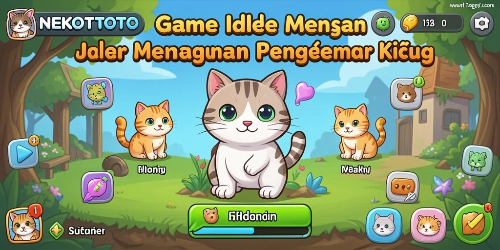 Tampilan lucu dari kucing-kucing dalam gameplay NEKOTOTO.