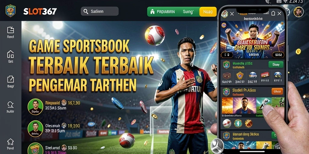 Screenshot utama menampilkan gameplay taruhan Sportsbook yang menarik.