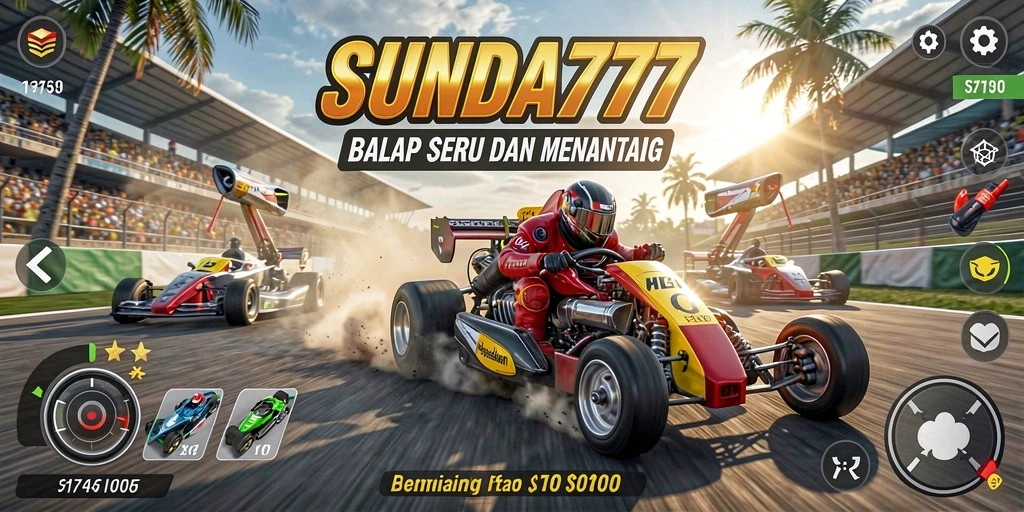 Tangkapan layar <strong>SUNDA777</strong> menampilkan aksi balap yang mendebarkan dengan kendaraan yang cepat.