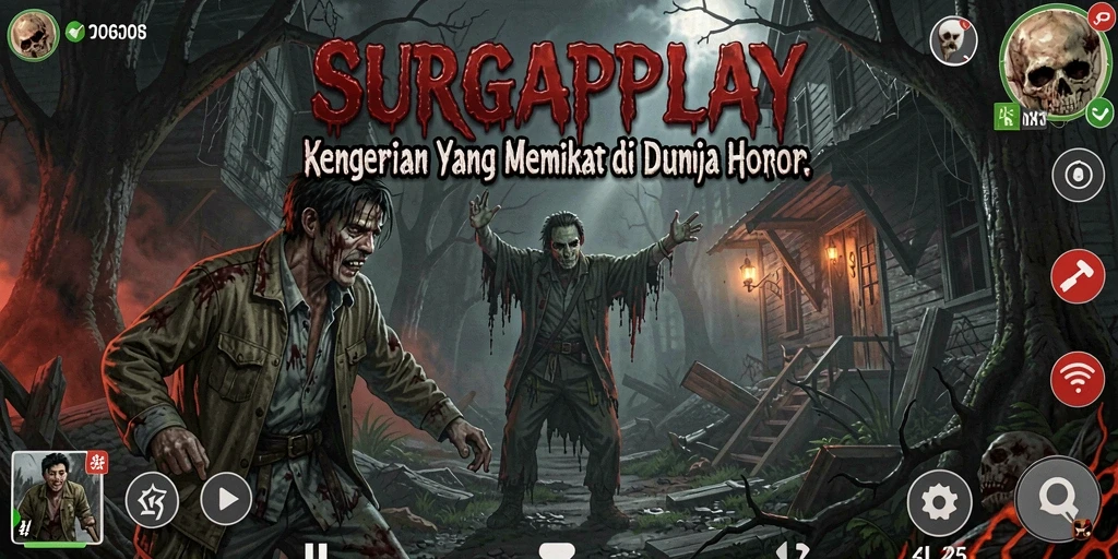 Screenshot SURGAPLAY menampilkan momen mencekam dalam gameplay horor.