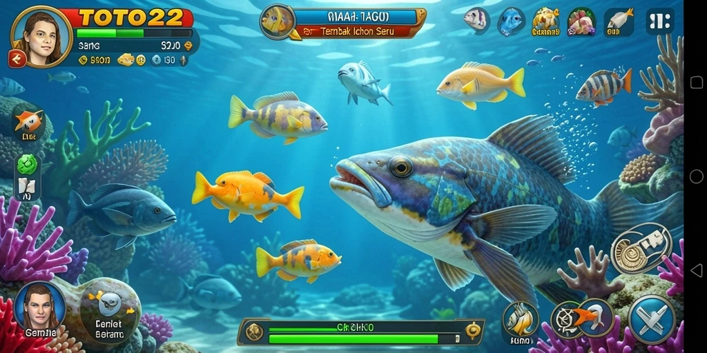 Tampilan gameplay Tembak Ikan yang seru dan menarik.